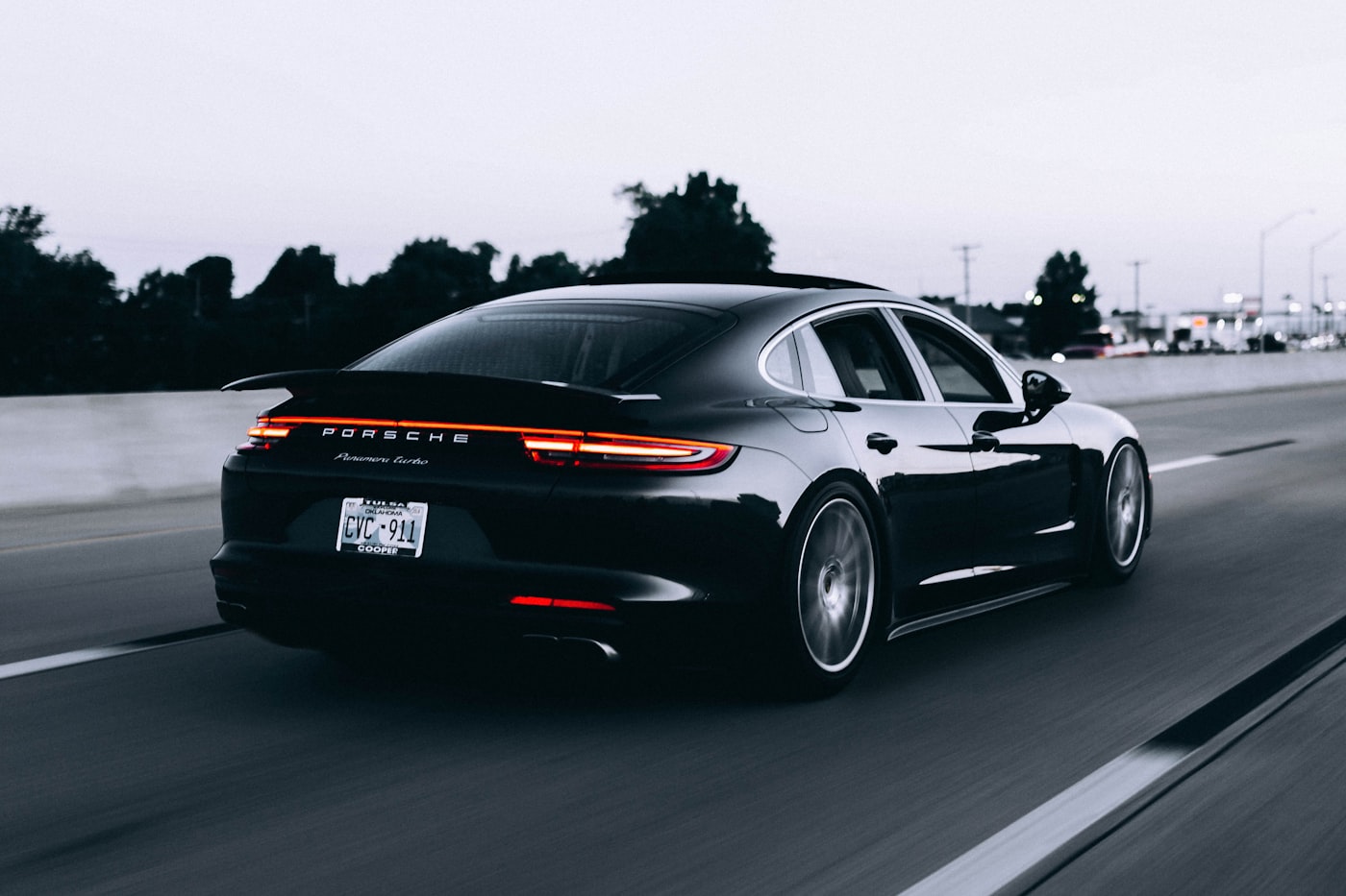 Modern car on an open road